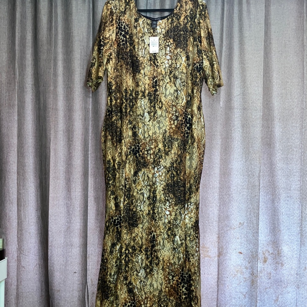 Ashley Stewart Brown and Black Maxi Dress